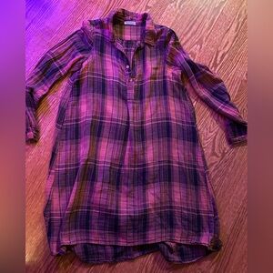Free People & CP Shades Plaid Long Sleeve Shirt Dress Size S